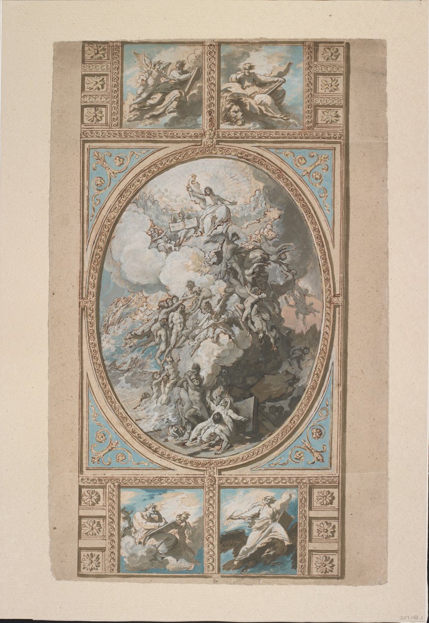 Entwurf für die Deckendekoration der Königlichen Kapelle, Windsor Castle (recto), ca. 1779 von Benjamin West