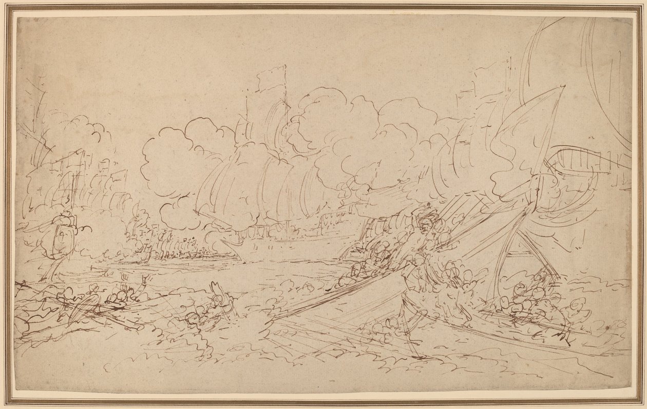 Studie für Die Schlacht von La Hogue (recto) von Benjamin West