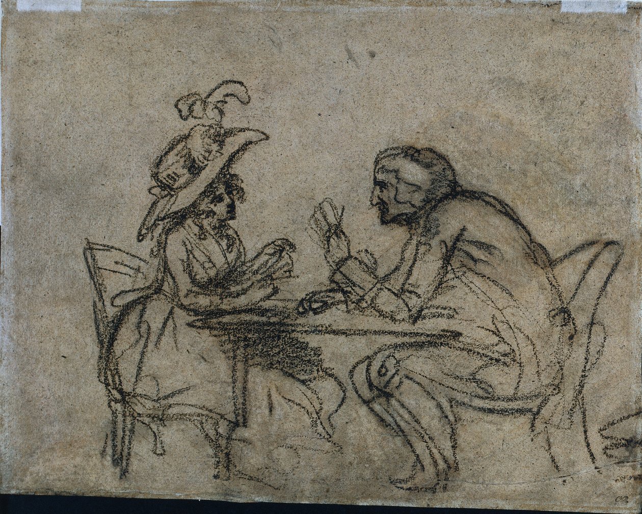 Frau und Mann beim Kartenspielen (verso) von Benjamin West