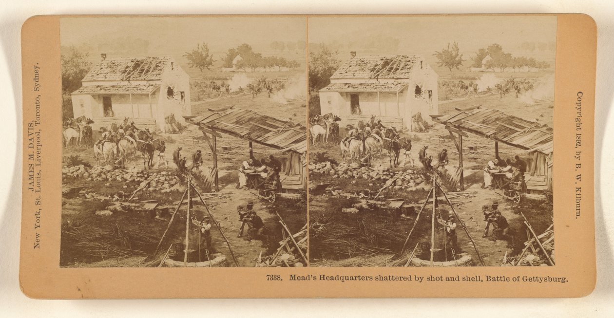 Meads Hauptquartier, zerschmettert von Schuss und Granate, Schlacht von Gettysburg von Benjamin West Kilburn