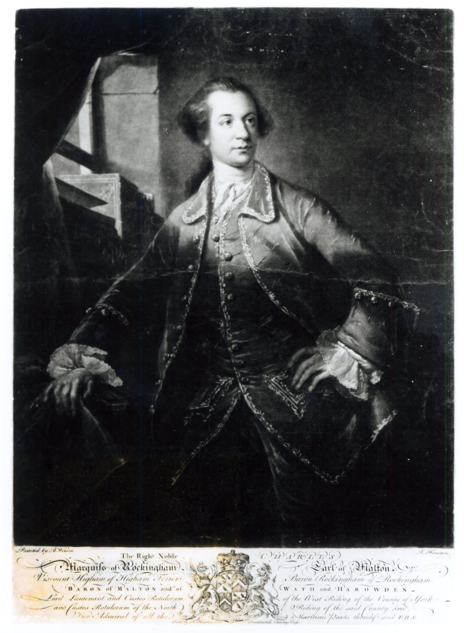 Porträt von Charles Watson-Wentworth, zweiter Marquis von Rockingham (1730-82), graviert von Richard Houston von Benjamin Wilson
