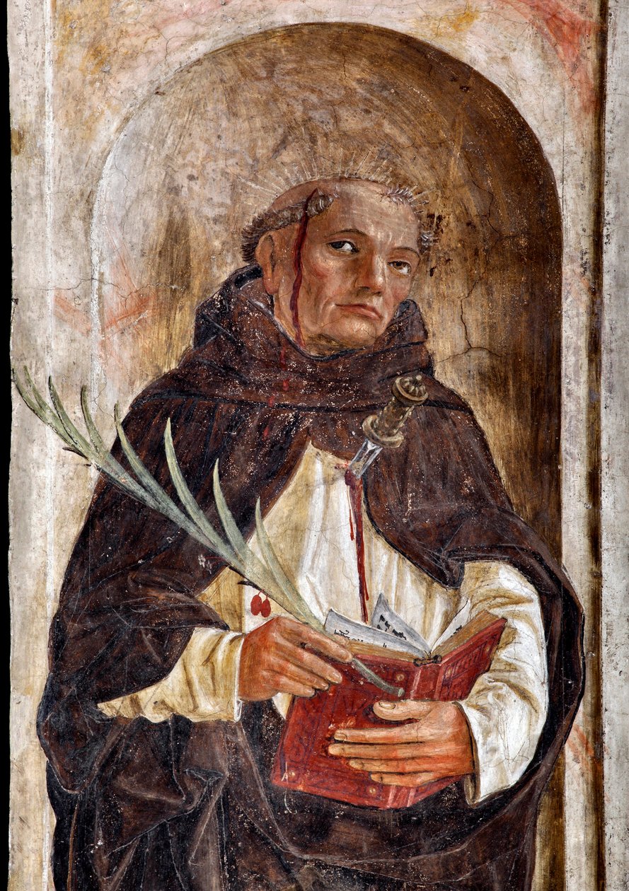 Darstellung des Heiligen Petrus von Verona, Fresko von Bernardino Butinone (1435-1507) 1482-1486, Basilica di Santa Maria delle Grazie, Mailand, Italien von Bernadino Jacobi Butinone