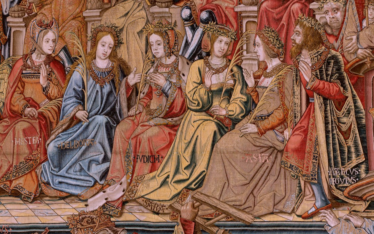 Flämischer Wandteppich. Serie Die Ehren. Ehre. Zweiter Wandteppich der Serie. Modell von Zeichnern aus dem Kreis von Bernard van Orley und Jan Gossaert (Mabuse). Herstellung Pieter van Aelst, Brüssel. Ca. 1550. Stoff Gold, Silber, Seide und Wolle. von Bernaert van (circle of) Orley