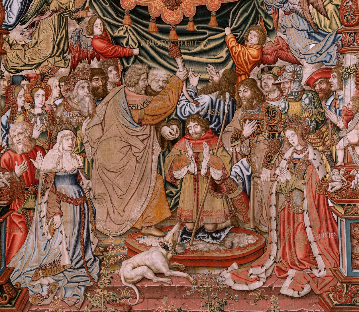 Flämischer Wandteppich. Serie Die Ehren; Adel. Vierter Wandteppich in der Serie. Modellzeichner aus dem Kreis von Bernard van Orley und Jan Gossaert (Mabuse). Herstellung Pieter van Aelst, Brüssel. Ca. 1550. Stoff Gold, Silber, Seide und Wolle von Bernaert van (circle of) Orley