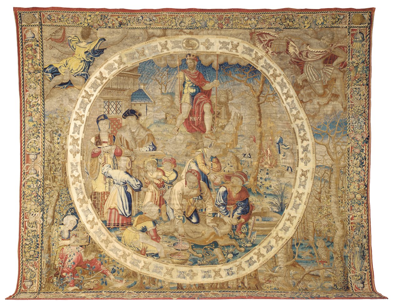 Brüsseler allegorischer Wandteppich, der den Monat Dezember aus "Die Medaillon-Monate" darstellt, ca. 1525 von Bernard van Orley