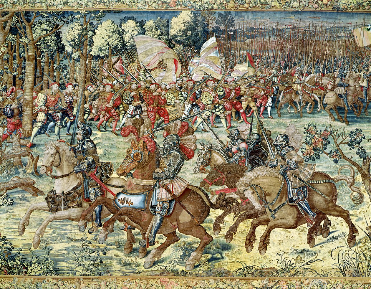 Die Schlacht von Pavia. Der Vormarsch von Karl V. (1500-58) (Wandteppich) von Bernard van Orley