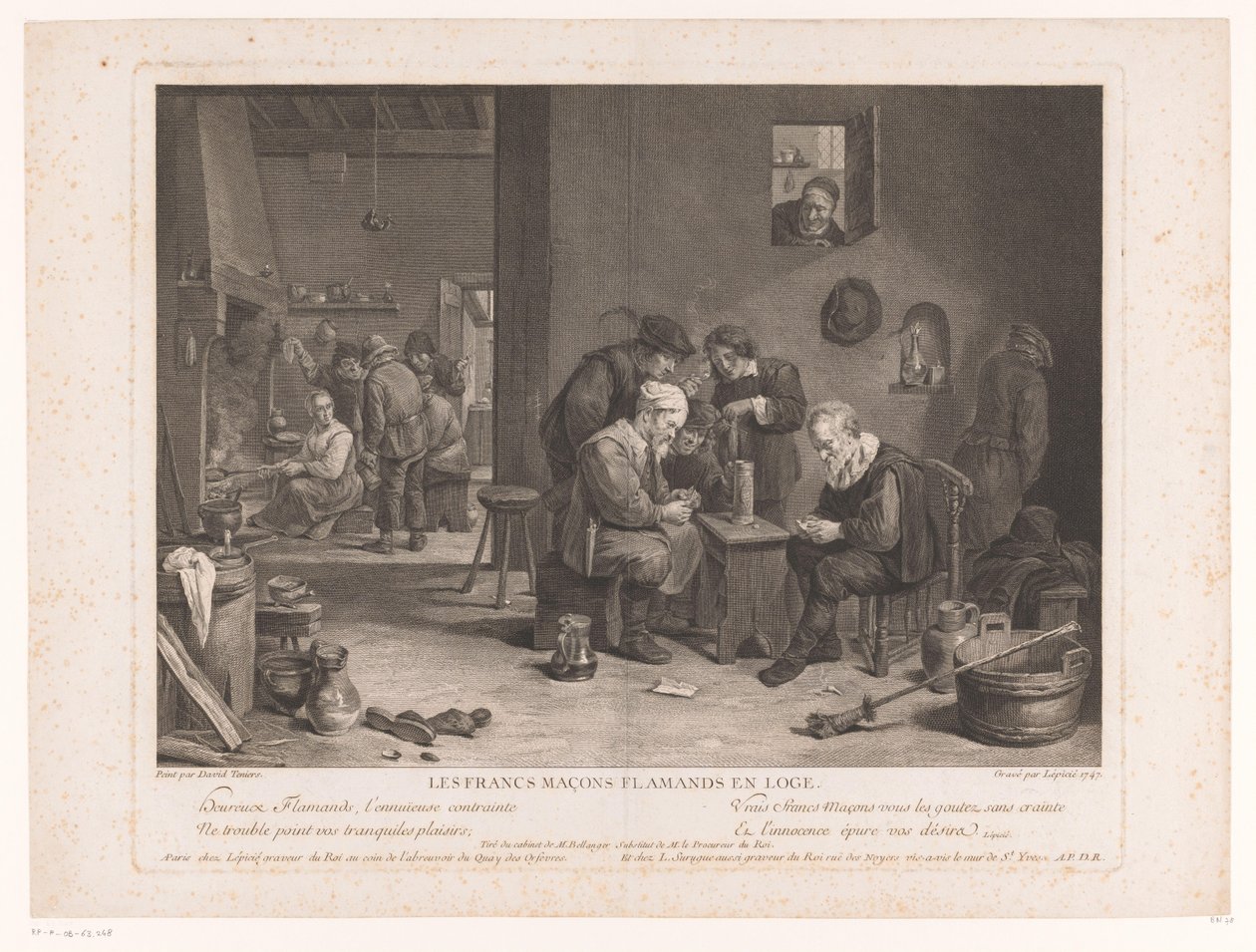 Wirtshausszene mit kartenspielenden Figuren von Bernard François Lépicié