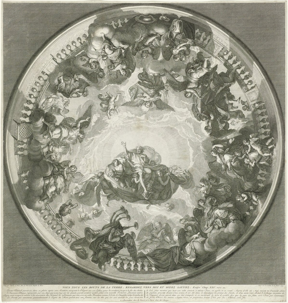 Deckenmalerei mit Christus, der den Heiligen Geist zur Erde sendet von Bernard Picart (workshop of)