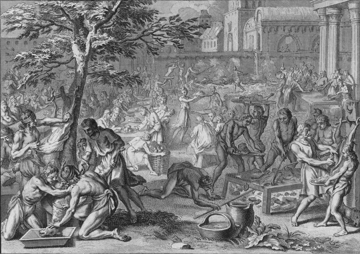 Festmahl zu Ehren der Sonne, am Tag des großen Ramy, 1723 von Bernard Picart