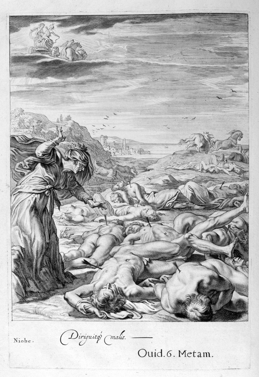 In der griechischen Mythologie war Niobe eine Tochter des Tantalus und entweder der Dionne von Bernard Picart