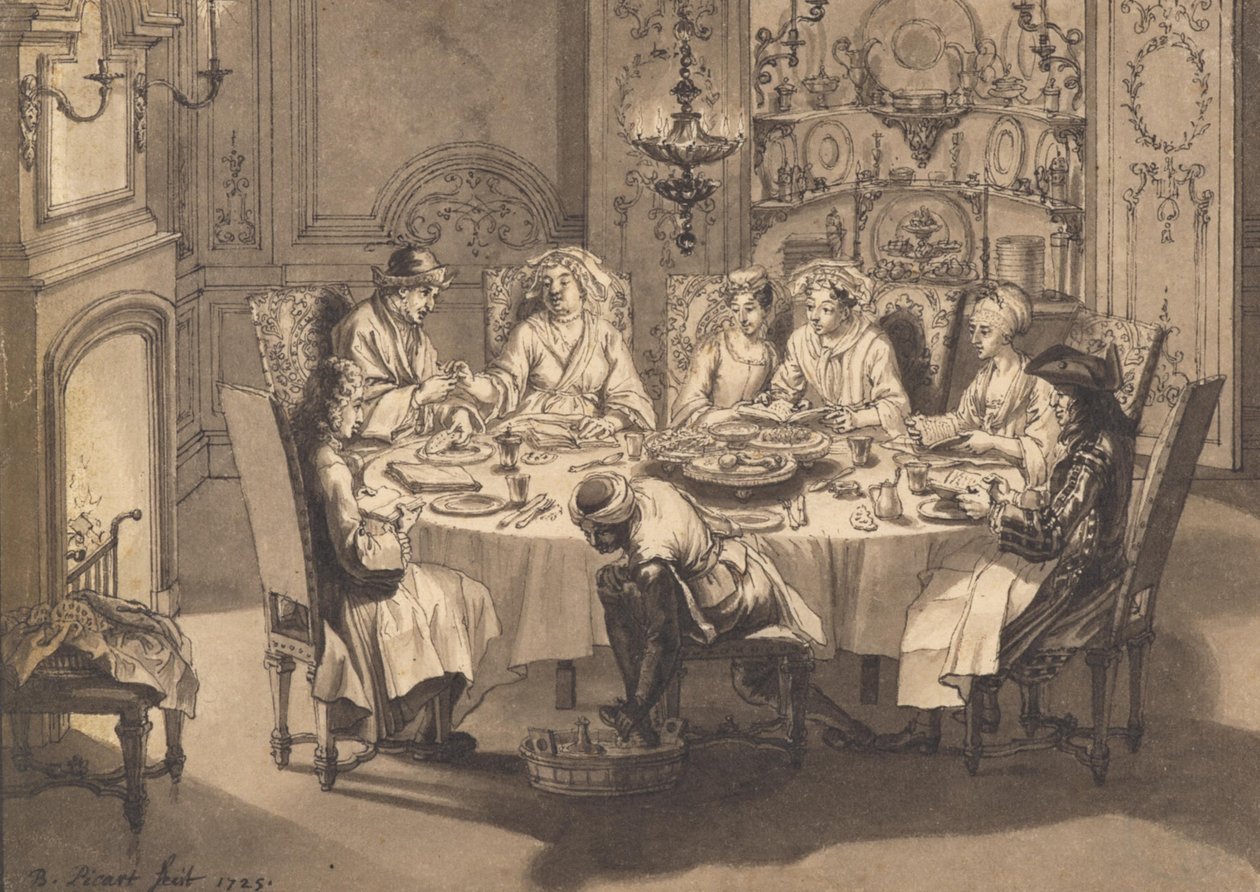 Mahlzeit während des jüdischen Pessach bei den portugiesischen Juden von Bernard Picart