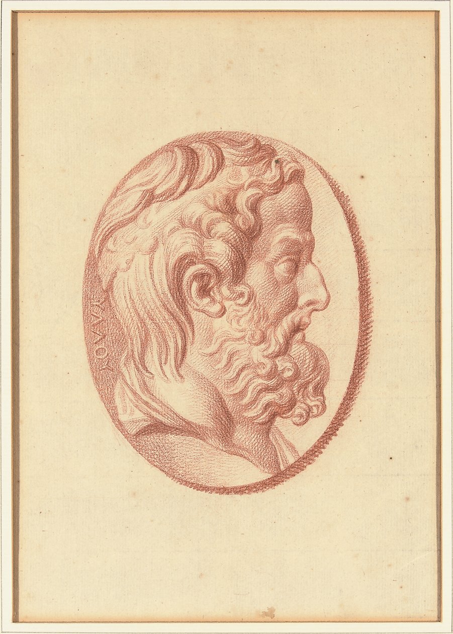 Eines von vier Studien nach Kameen, drei mit klassischen Profilporträts und eines mit einem fragmentarischen Relief von Amor und zwei Löwen, die einen Wagen ziehen von Bernard Picart