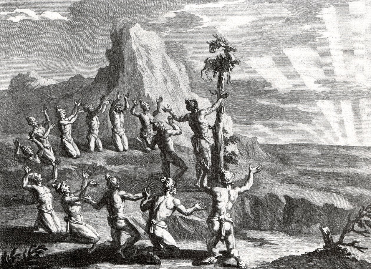 Sonnenanbetung durch Ureinwohner Nordamerikas von Bernard Picart