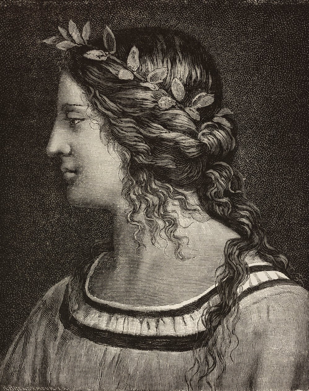 Heirat der Jungfrau, Gravur nach einem Detail des Freskos von Bernardino Luini im Heiligtum von Saronno, Italien von Bernardino Luini