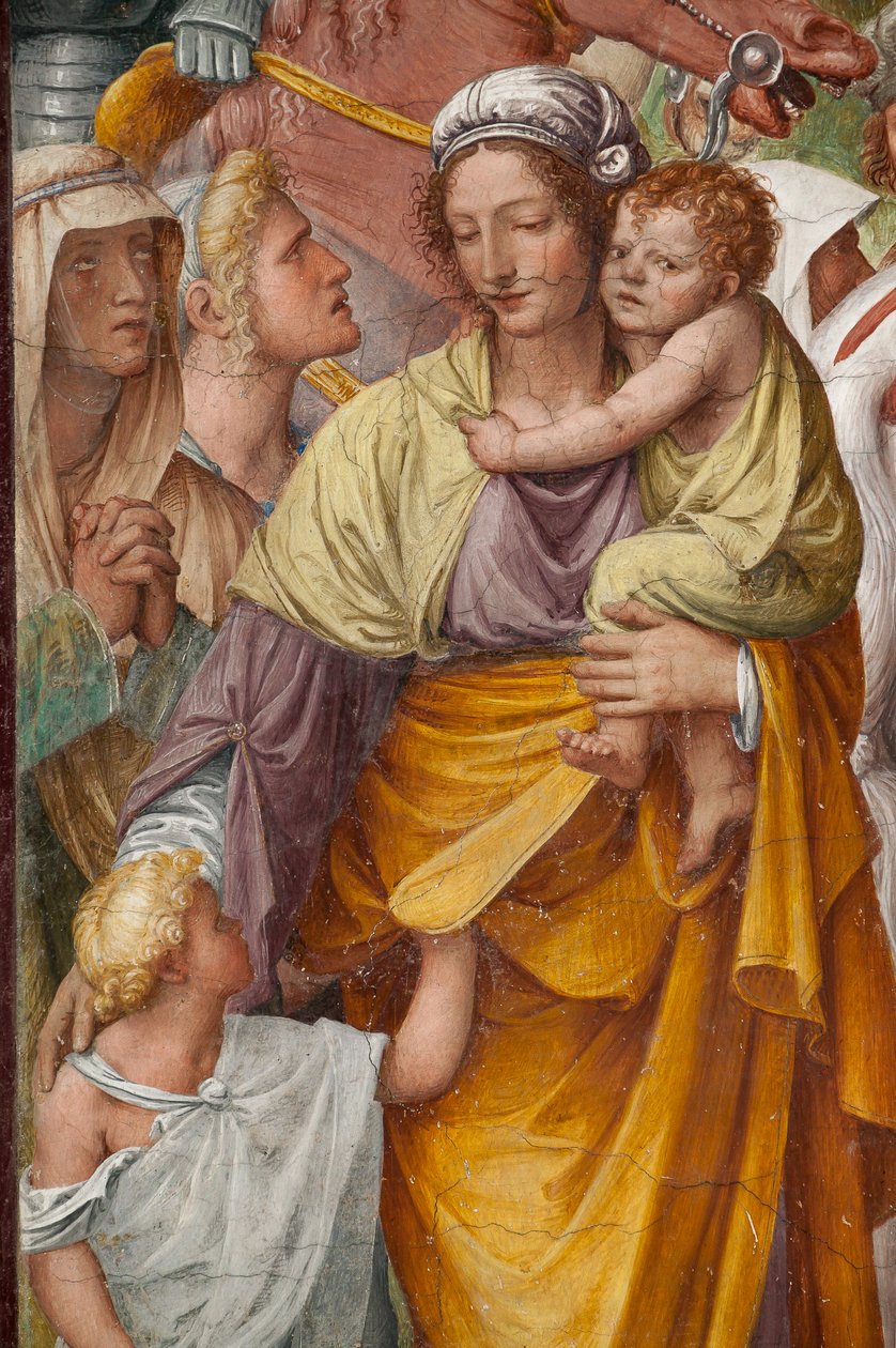 Frau und Kinder (Detail) der Passion und Kreuzigung Christi von Bernardino Luini