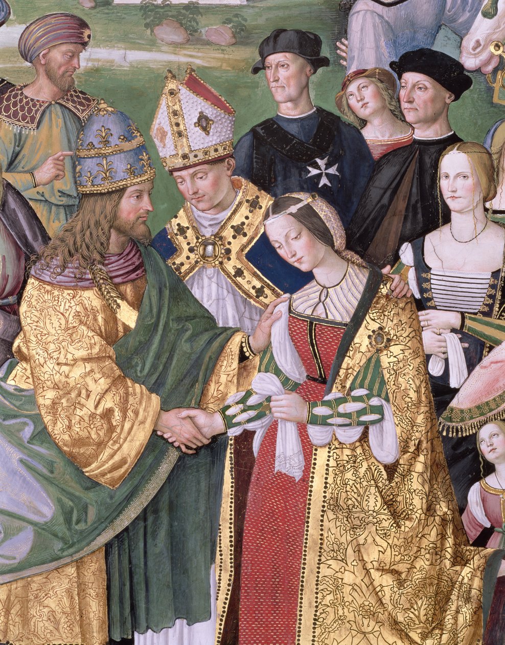 Aeneas Sylvius Piccolomini (1405-64) stellt Eleonora von Aragon Friedrich III. (1415-93) vor von Bernardino di Betto Pinturicchio