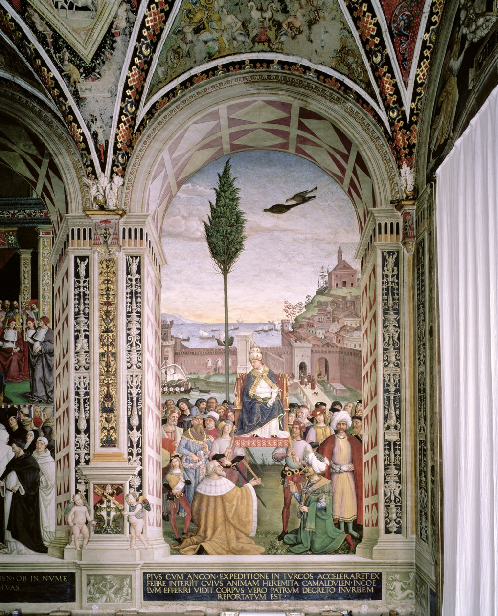 Papst Pius II. (1405-64) in Ancona segnet die Flotte, die am 15. August 1464 ins Heilige Land aufbrechen soll von Bernardino di Betto Pinturicchio
