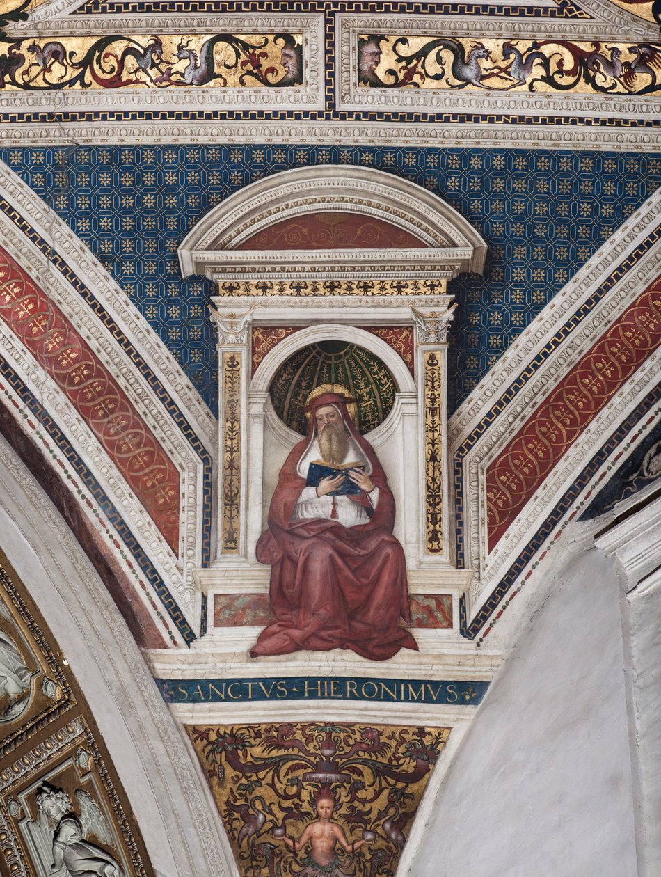 Heiliger Hieronymus, Detail der Kirchenlehrer (Fresko) von Bernardino di Betto Pinturicchio