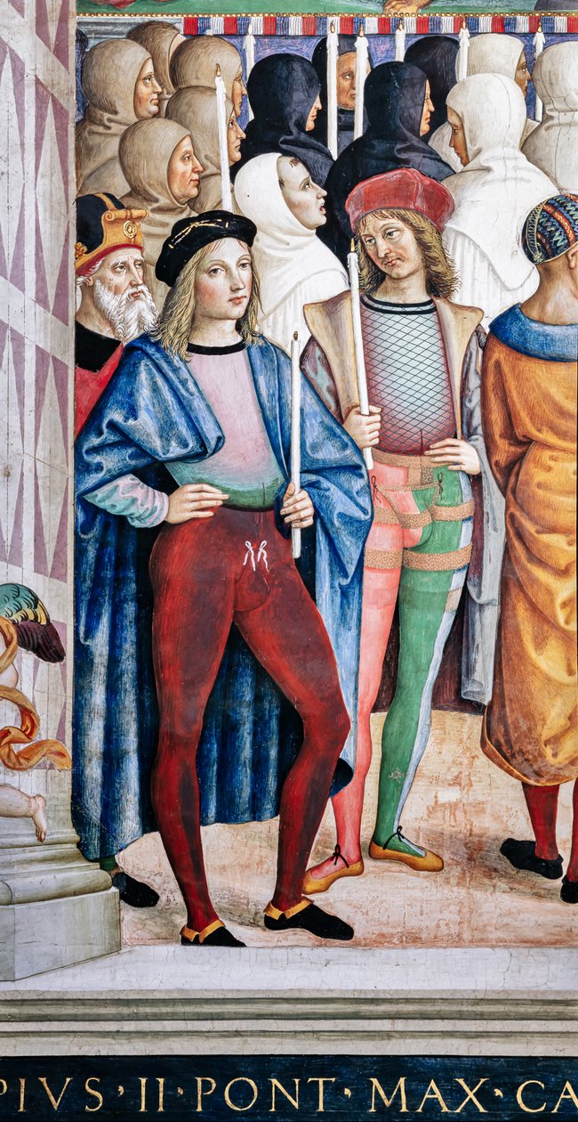Piccolomini-Bibliothek, Südwestwand: „Pius II. kanonisiert die hl. Katharina von Siena, 29. Juni“ von Bernardino di Betto Pinturicchio
