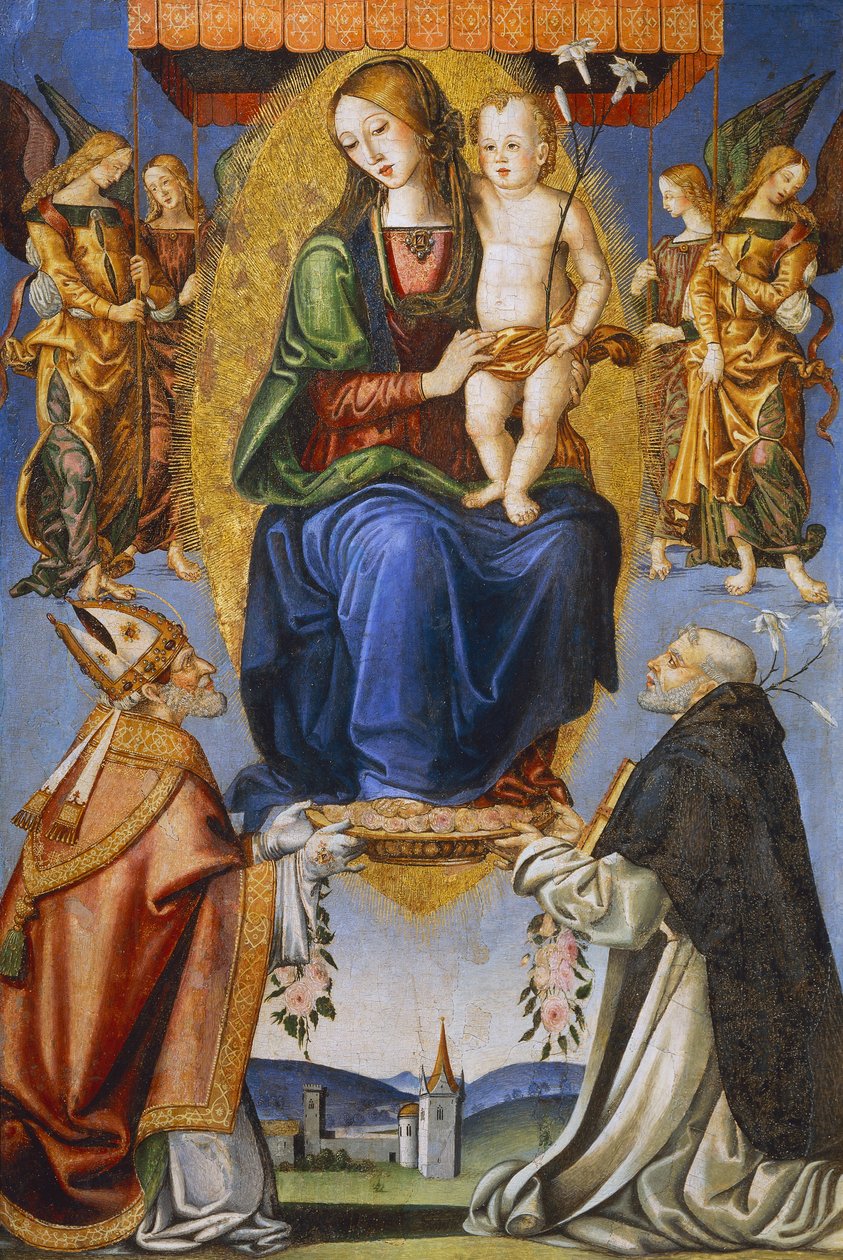 Madonna mit Kind und den Heiligen Severino und Dominikus von Bernardino di Mariotto