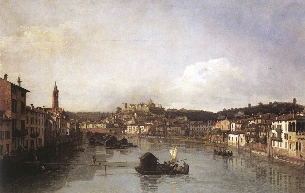Ansicht von Verona und dem Fluss Adige von der Ponte Nuovo von Bernardo Bellotto