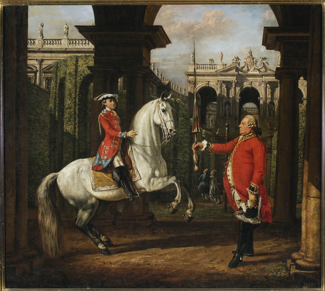 Oberst Koenigsfels unterrichtet Prinz Józef Poniatowski im Reiten von Bernardo Bellotto