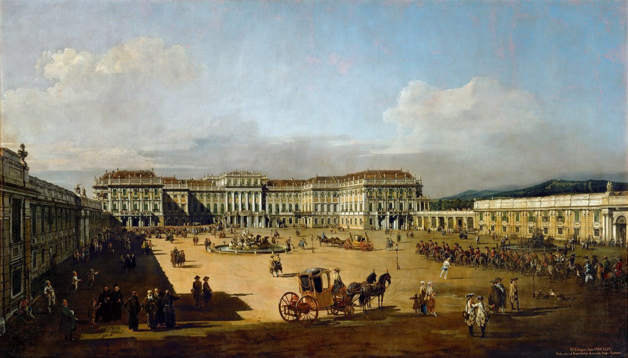 Schloss Schönbrunn von der Vorderseite gesehen, zwischen 1758 und 1761 von Bernardo Bellotto