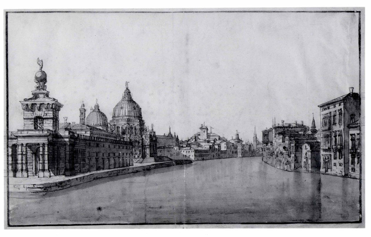 Der Eingang zum Canal Grande, mit der Dogana da Mar und Santa Maria della Salute links von Bernardo Bellotto