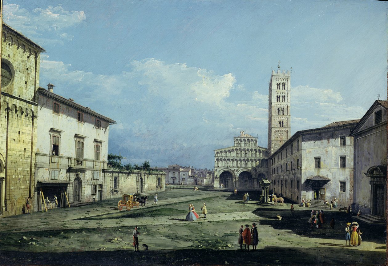Die Piazza San Martino und Der Dom, Lucca, um 1747 von Bernardo Bellotto