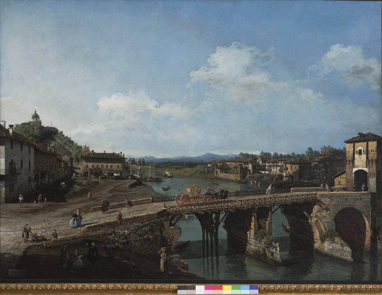 Ansicht der alten Brücke über den Po in Turin von Bernardo Bellotto