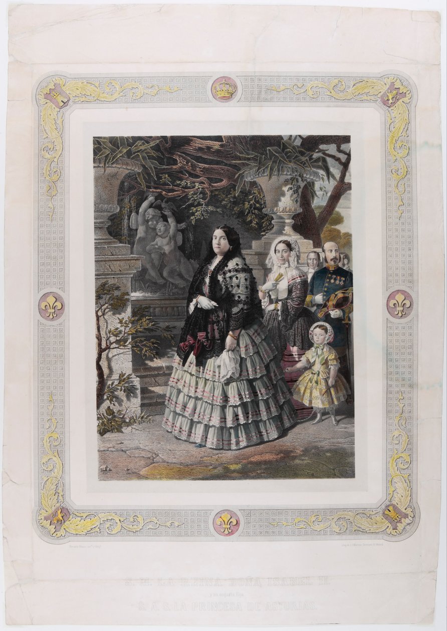Ihre Majestät die Königin Isabel II. und ihre erhabene Tochter Ihre Hoheit die Prinzessin von As von Bernardo Blanco y Pérez
