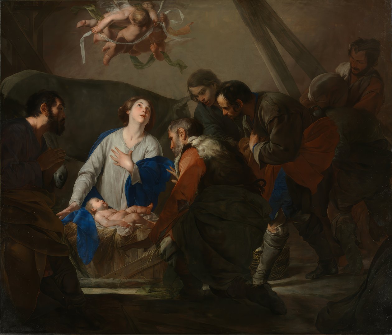 Die Anbetung der Hirten, um 1650 von Bernardo Cavallino