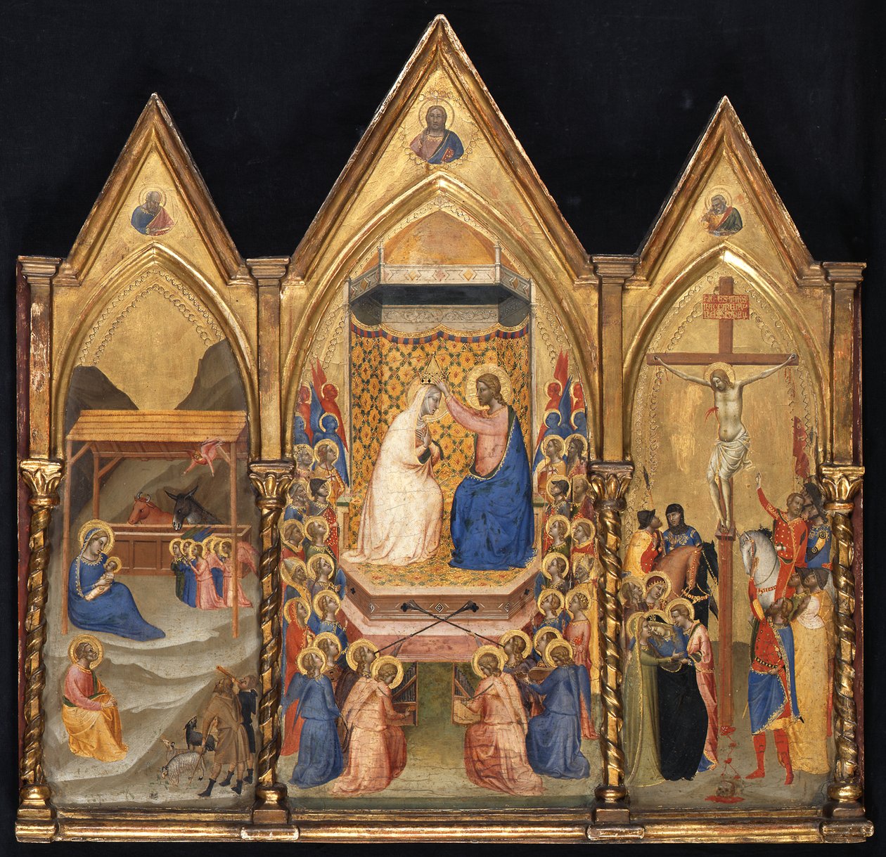 Triptychon (Geburt Christi; Marienkrönung; Kreuzigung) von Bernardo Daddi