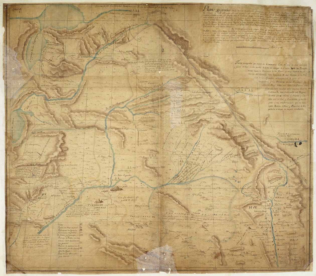 Karte des größten Teils von New Mexico und eines Teils von Oberkalifornien von Bernardo de Miera y Pacheco