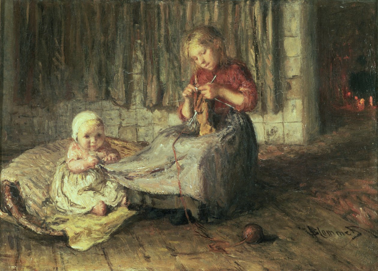 Baby sitzt von Bernardus Johannes Blommers or Bloomers