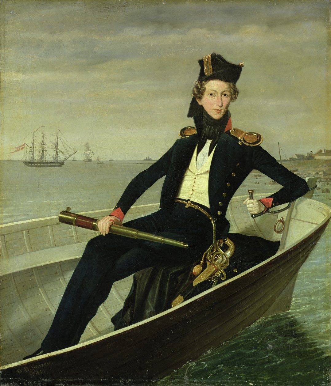 Porträt eines jungen dänischen Marineoffiziers, 1841 von Bernhard Axel Bendixen
