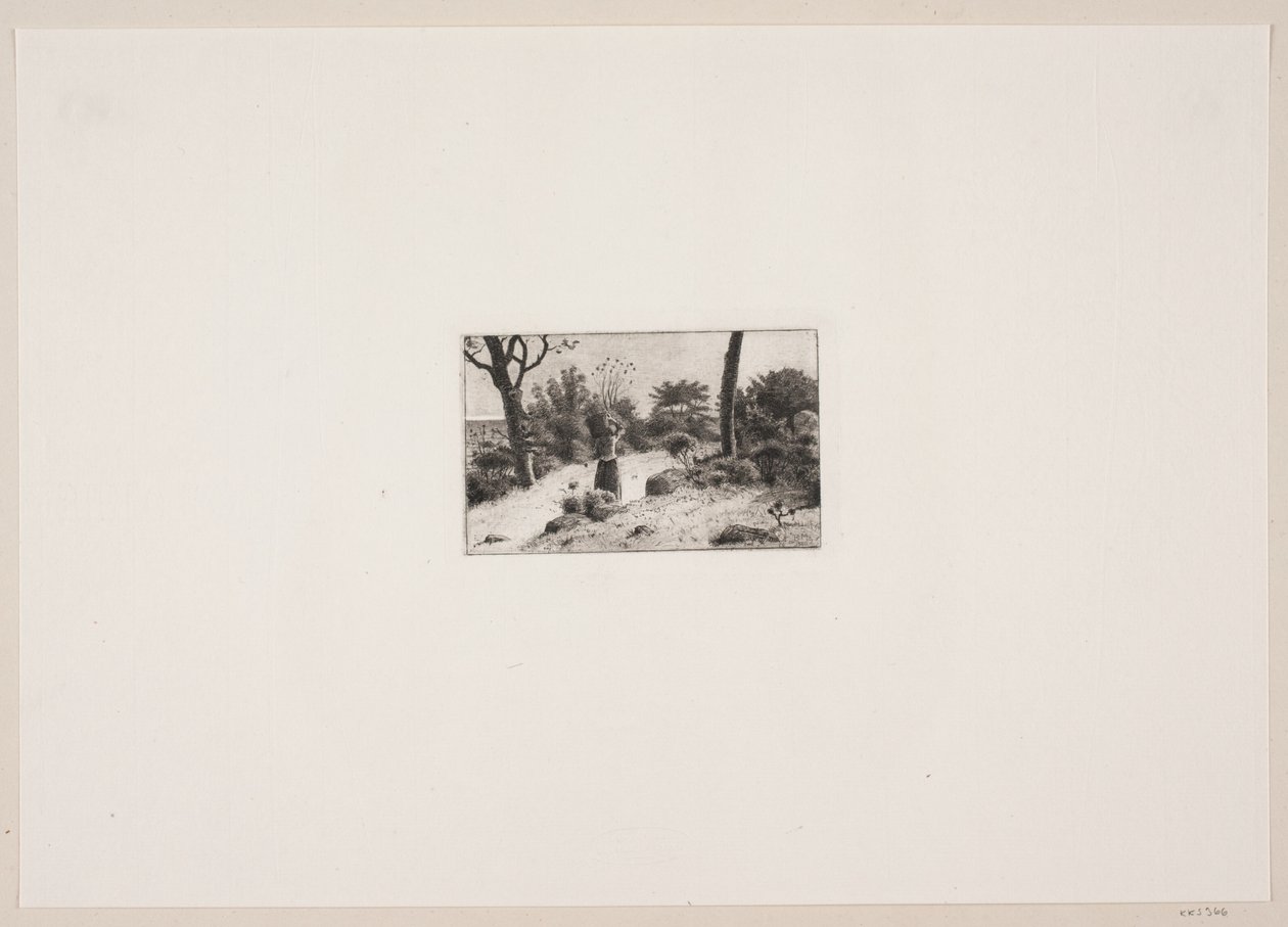 Landschaft mit einer Frau, die einen Korb trägt. Partie von Kullen von Bernhard Ulrik Middelboe
