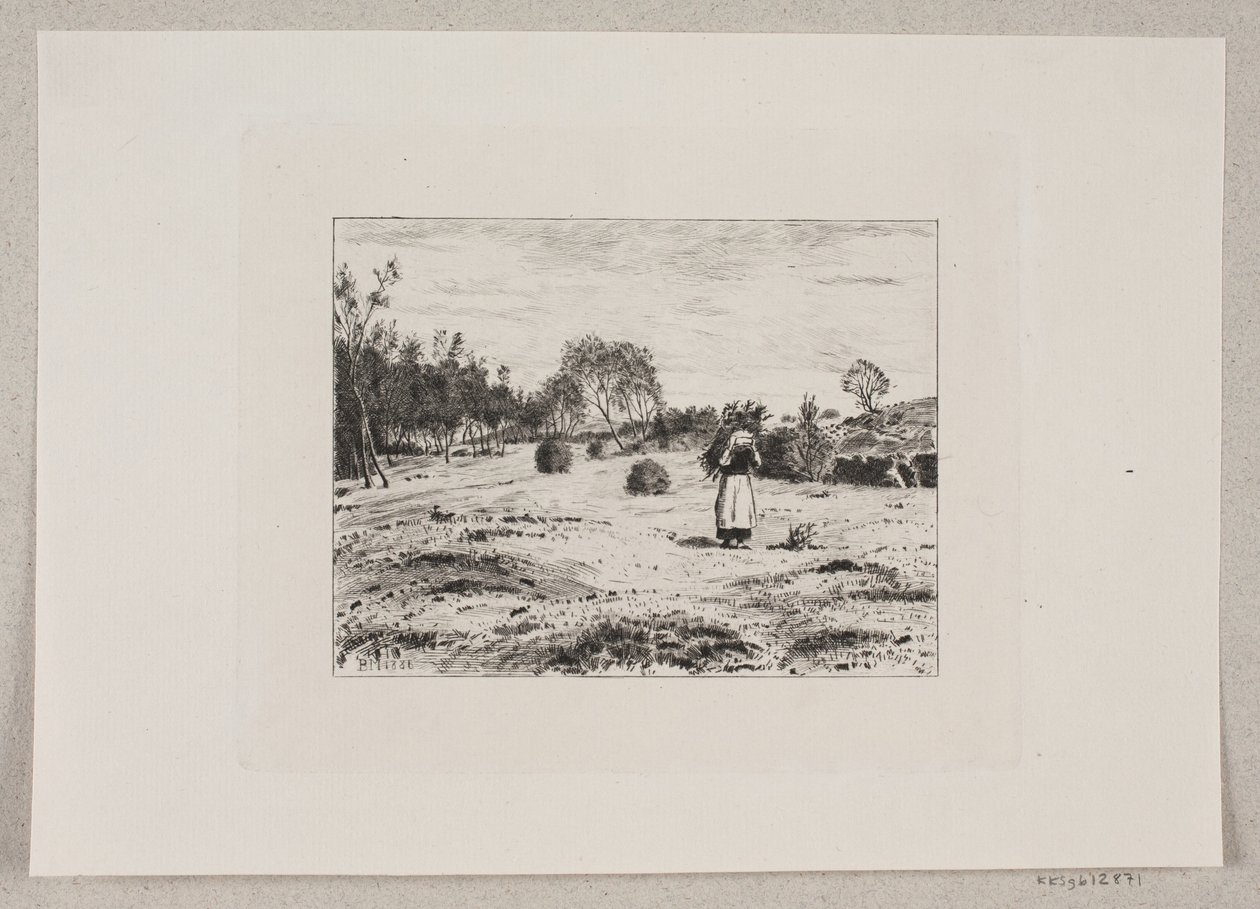 Landschaft mit einer Frau, die Reisig trägt von Bernhard Ulrik Middelboe