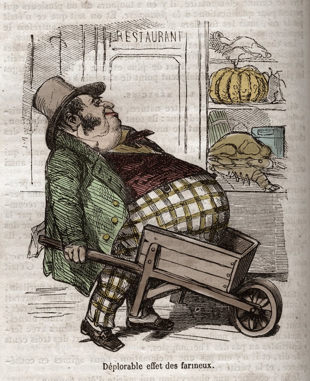 Obeite - Des Gourmands - bedauerlicher Effekt der Mehlprodukte - Gravur in „La Physiologie du goût“ von Jean Anthelme Brillat Savarin (Brillat-Savarin) von Bertall