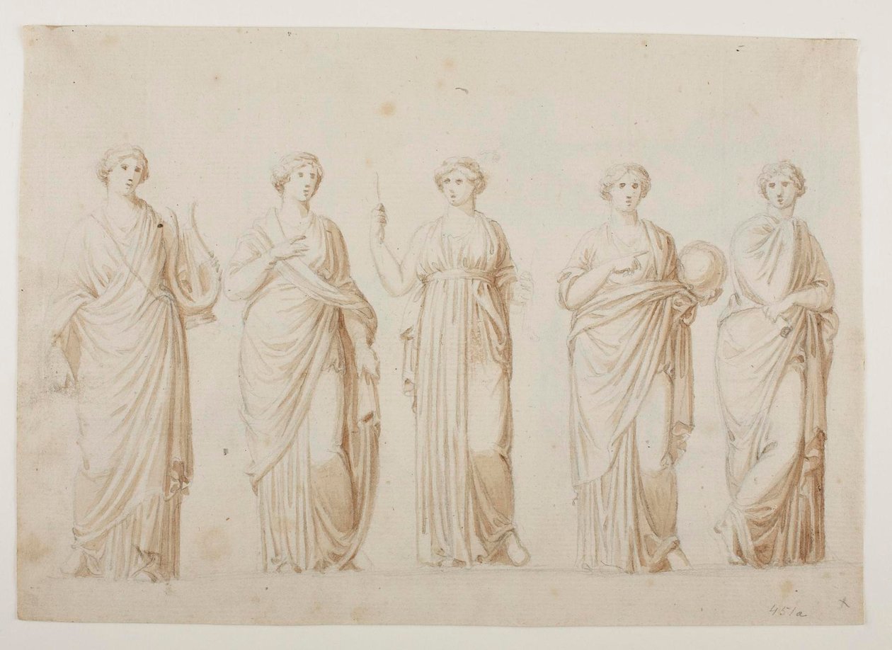 Die Musen Terpsichore, Erato, Clio, Urania und Polyhymnia von Bertel Thorvaldsen