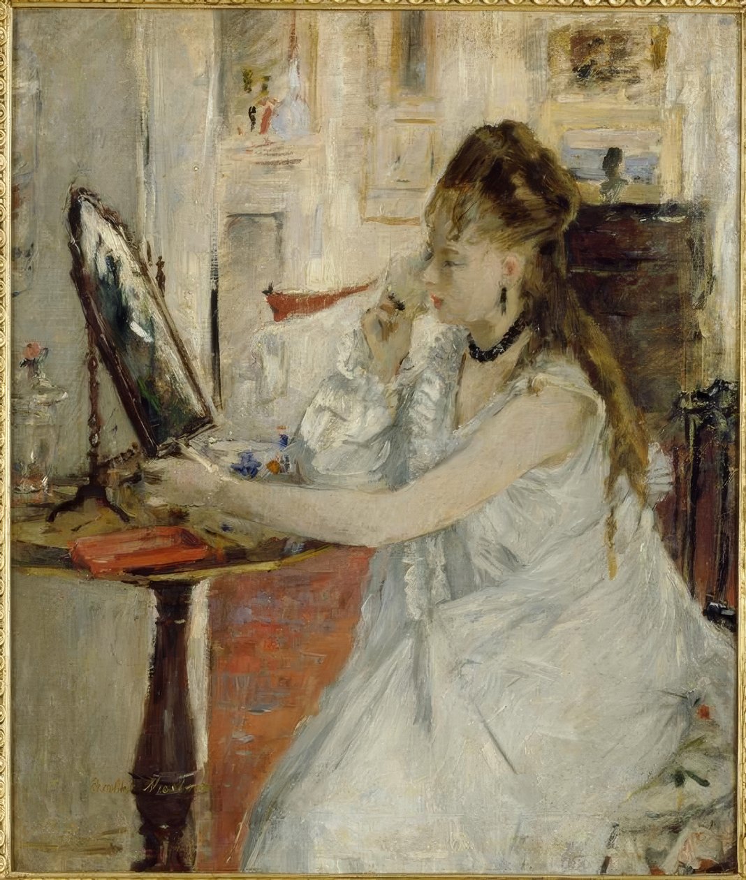 Junge Frau, sich pudernd von Berthe Morisot