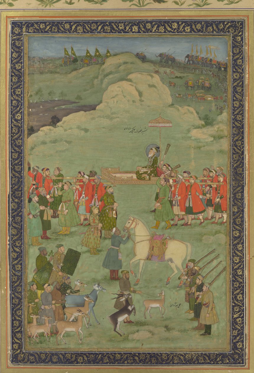 Der Kaiser Aurangzeb auf einer Sänfte getragen, ca. 1705-20 von Bhavanidas