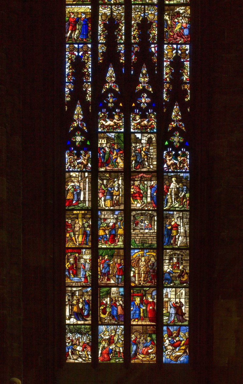 Buntglasfenster mit den Geschichten der Heiligen Katharina von Alexandria, Mailänder Dom von Biagio & Arcimboldi Giuseppe Arcimboldi