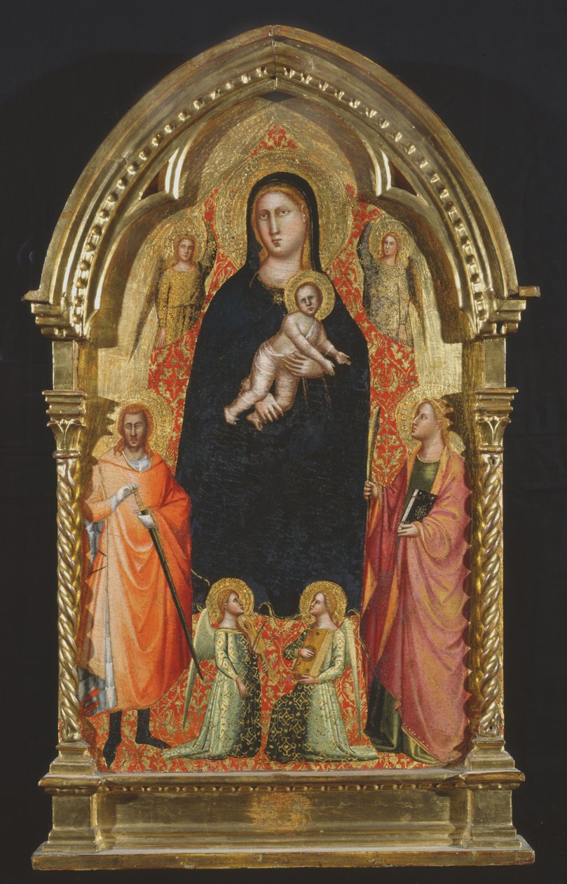 Madonna und Kind auf dem Thron mit den Heiligen Katharina und Giuliano und Engeln von Bicci di Lorenzo