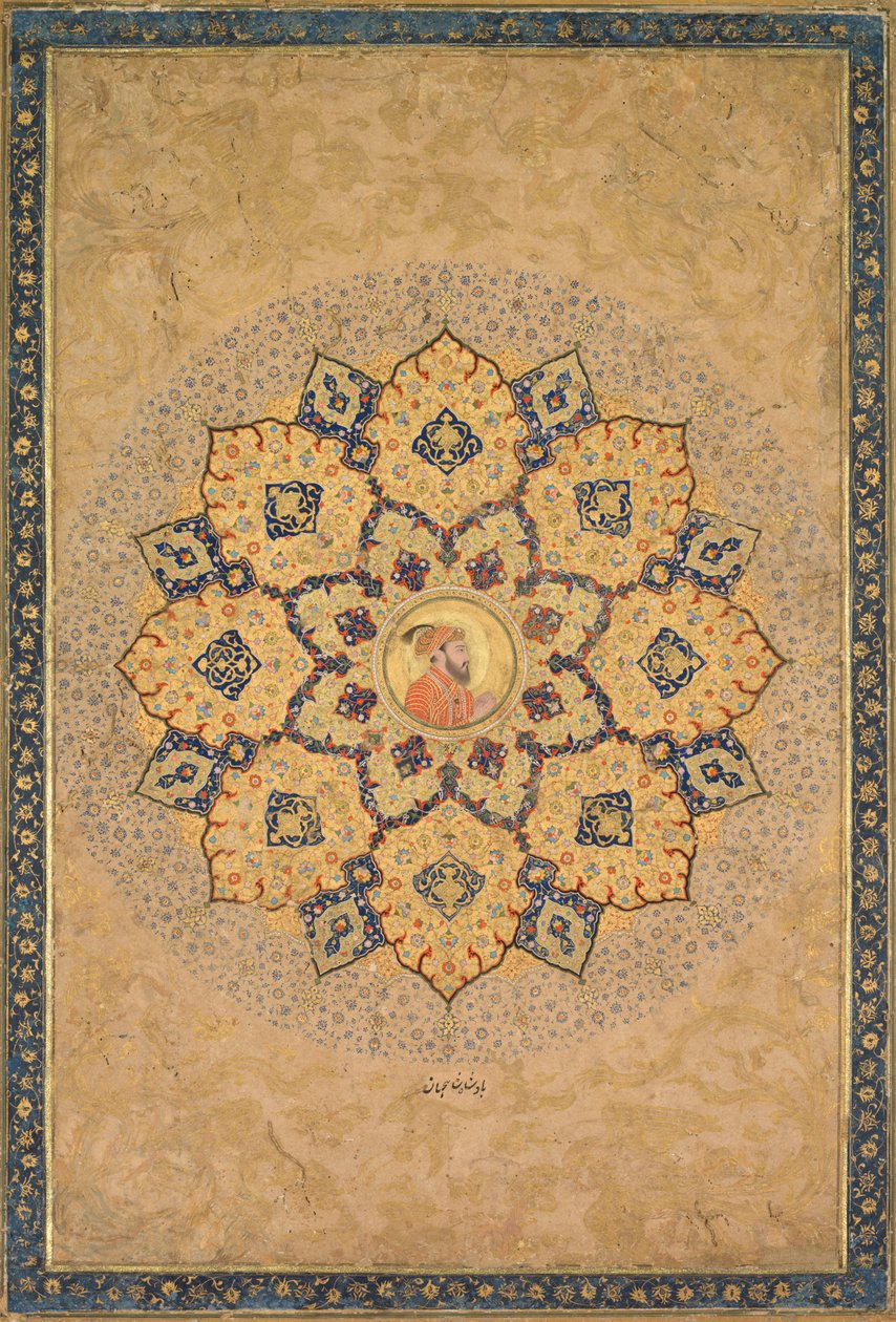 Shamsa Sonnenstrahl mit Porträt von Aurangzeb 1618-1707, aus dem Album des Kaisers von Bichitr