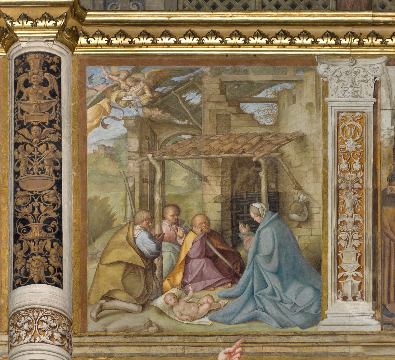 Zentrales Kirchenschiff, Vierte Nordspanne, Anbetung der Hirten, Boccaccio Boccaccino 1516-17 von Boccaccio Boccaccino