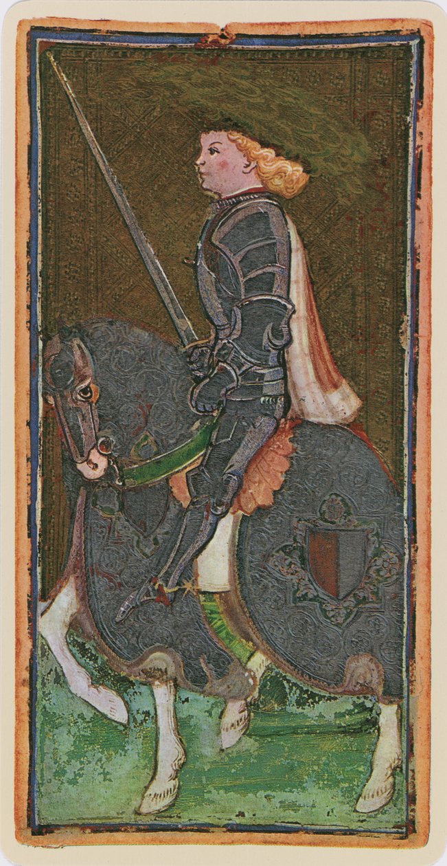 Der Ritter der Schwerter, Faksimile einer Tarotkarte aus dem 