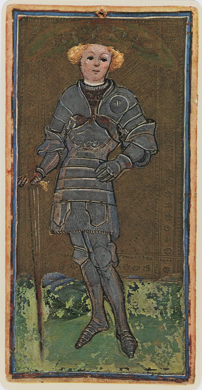 Der Bube der Schwerter, Faksimile einer Tarotkarte aus dem 