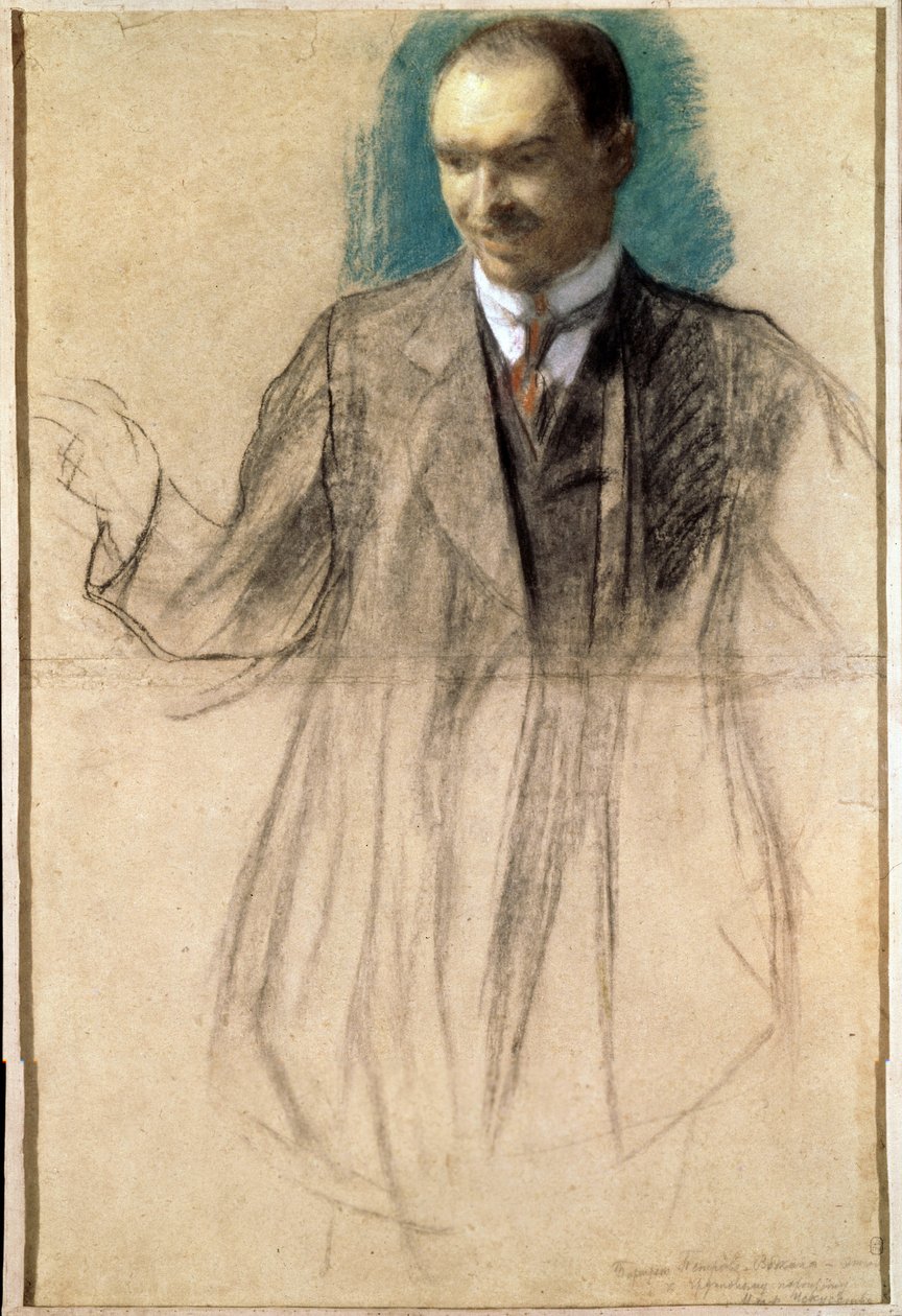 Porträt des Künstlers Kusma Petrov Vodkin von Boris Mikhailovich Kustodiev