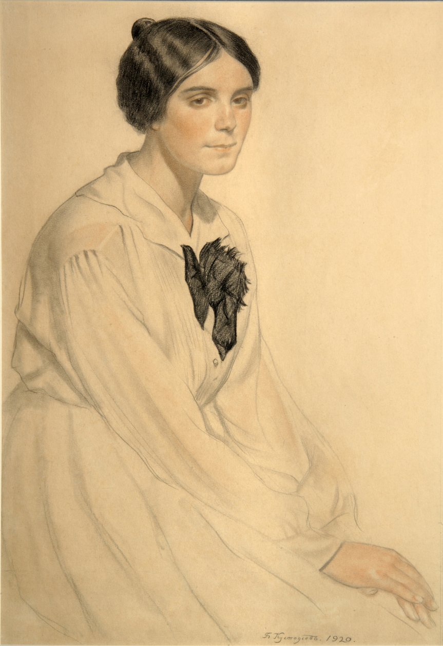 Porträt von Ksenia Nikolajewna Semenowa Skalowa, 1920 von Boris Mikhailovich Kustodiev
